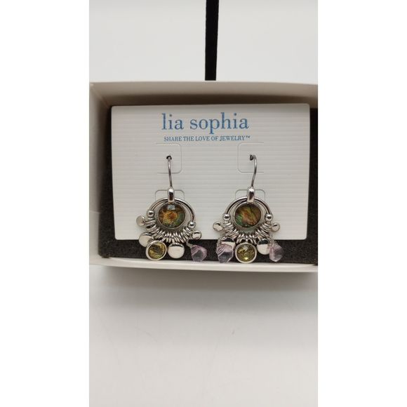 Lia Sophia Genuine Abalone Dangle Earrings - Picture 1 of 5